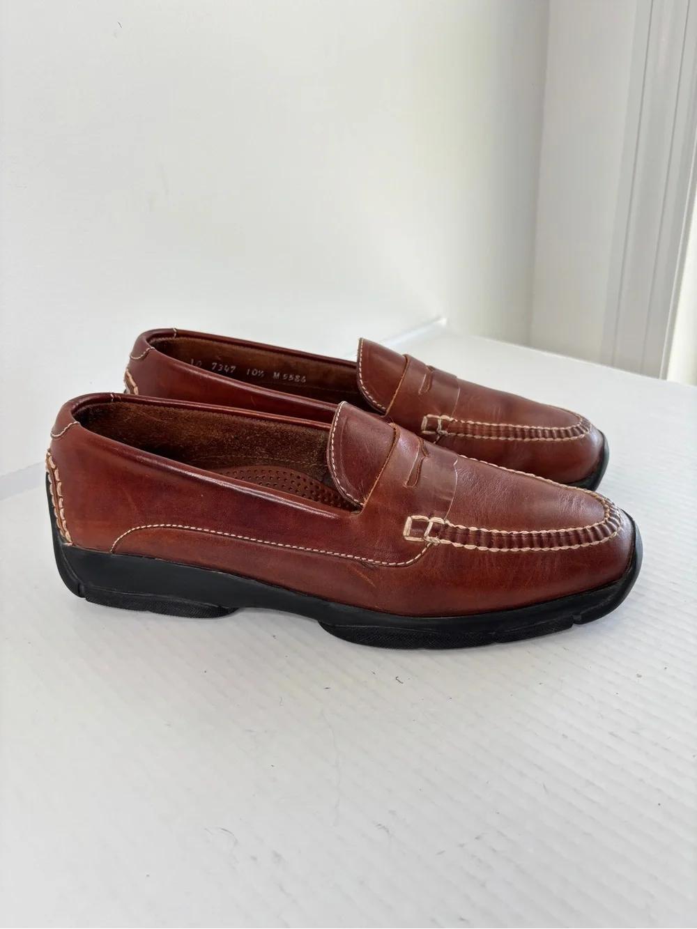 Cole Haan Mens Leather Lug Penny Loafer Size 10.5 Driving Moccasin Gommus Soles